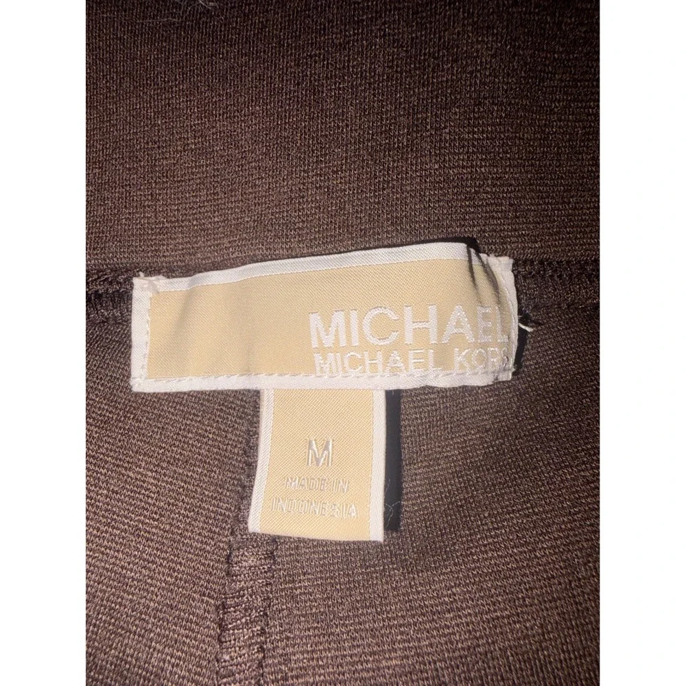 Michael Michael Kors Womens Brown Front Seam Pull On Leggings Size M Gold Logo
